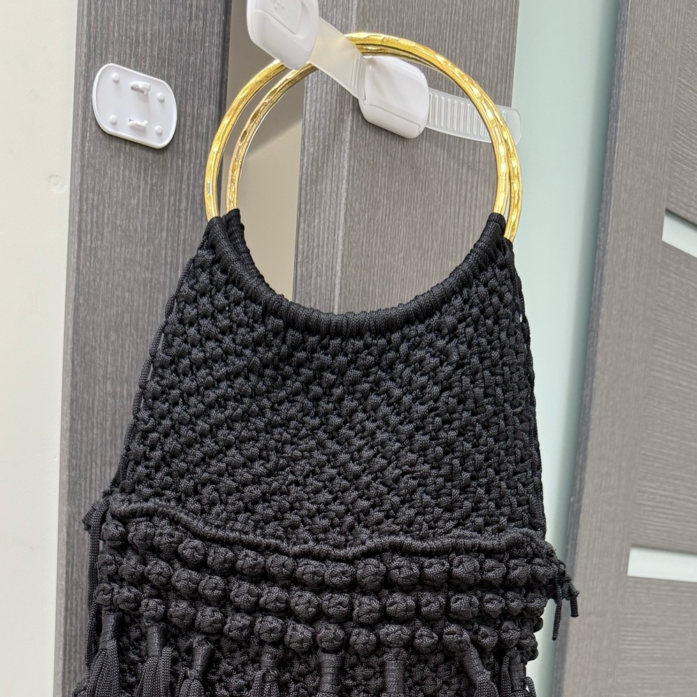 Cleobella Black Woven Bag with Gold Accents - Picture 7 of 14